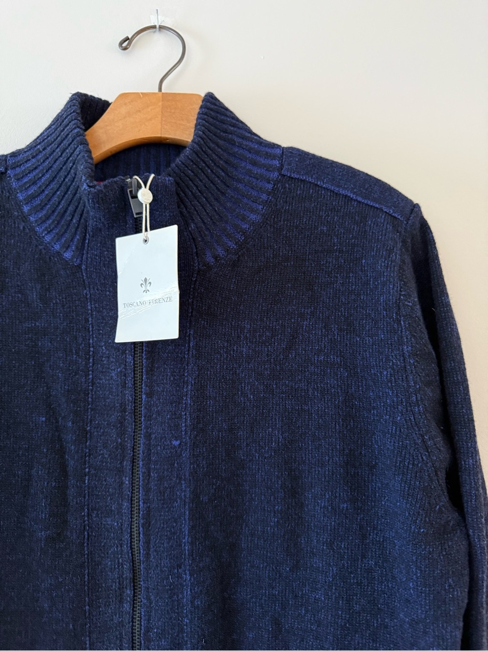 NWT✨ Toscano Firenze Navy Full-Zip Cardigan Sweater Size Medium - Picture 2 of 10